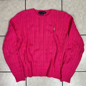 Women’s Large Vintage Preppy Polo By Ralph Lauren Cable Knit Cotton Sweater